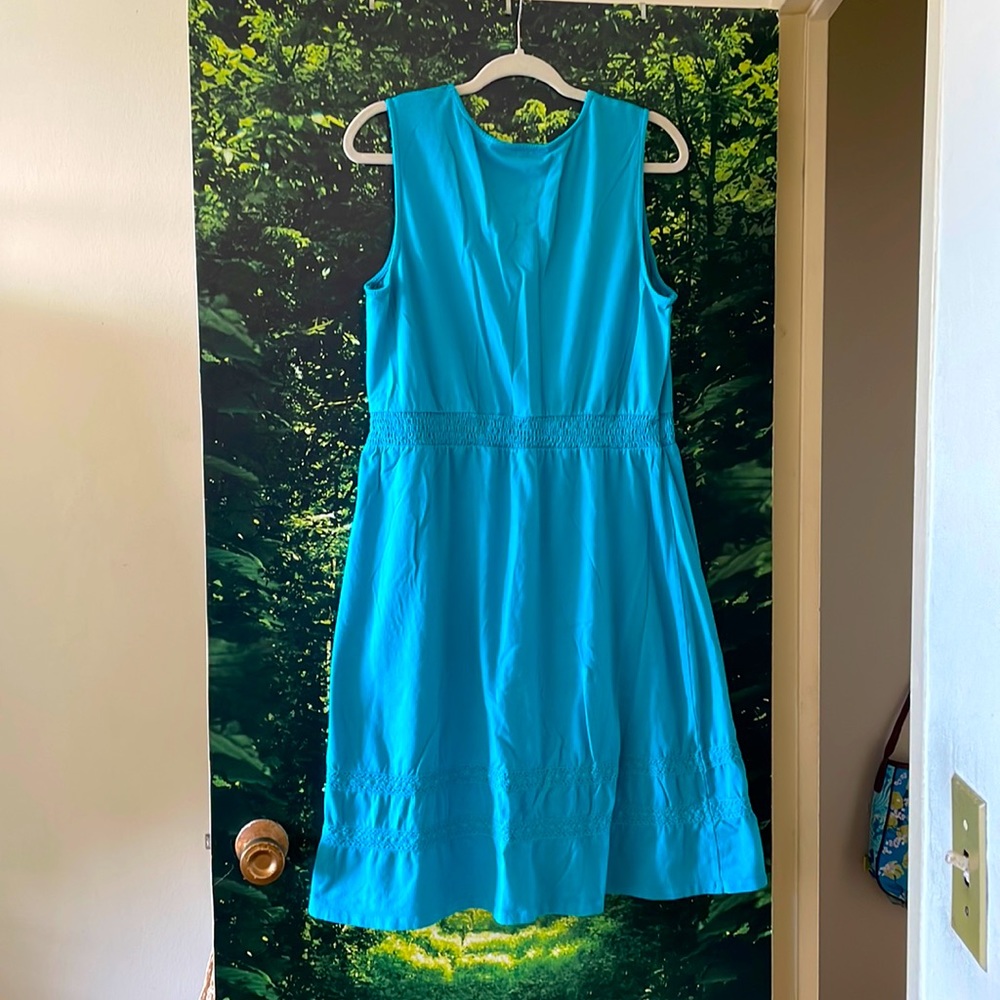 Liz Claiborne Sleeveless Cinched Teal Dress Size L - Picture 4 of 10